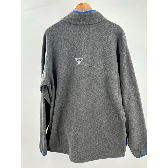 Columbia PFG Jacket 2XL Gray Fleece Full Zip Blue Trim Outdoor Fishing Mens - Picture 5 of 8